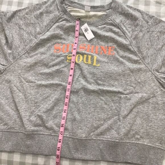 BOXY Retro style crop Short sleeves sweater Old Navy grey fleece sommer vibes XL - Picture 4 of 8